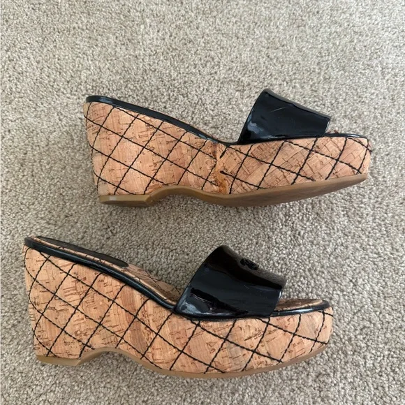 Chanel Black Wedge Sandals - Picture 4 of 5